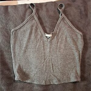 Tilly's Gray Ribbed Crop Tank Top